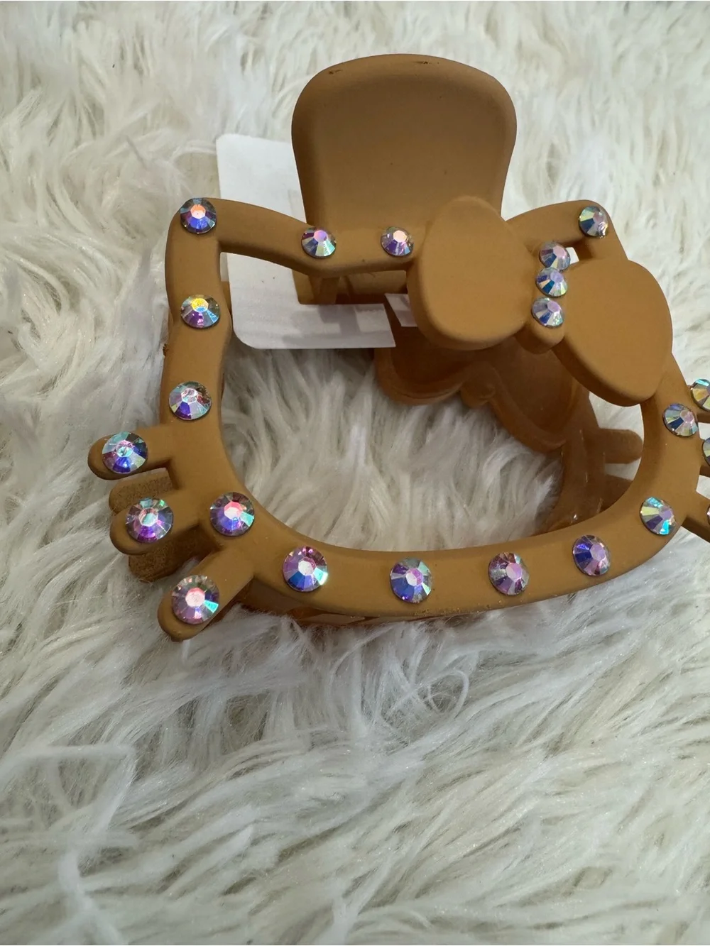Hello kitty  Rhinestone Bow Hair Clip claw - Tan